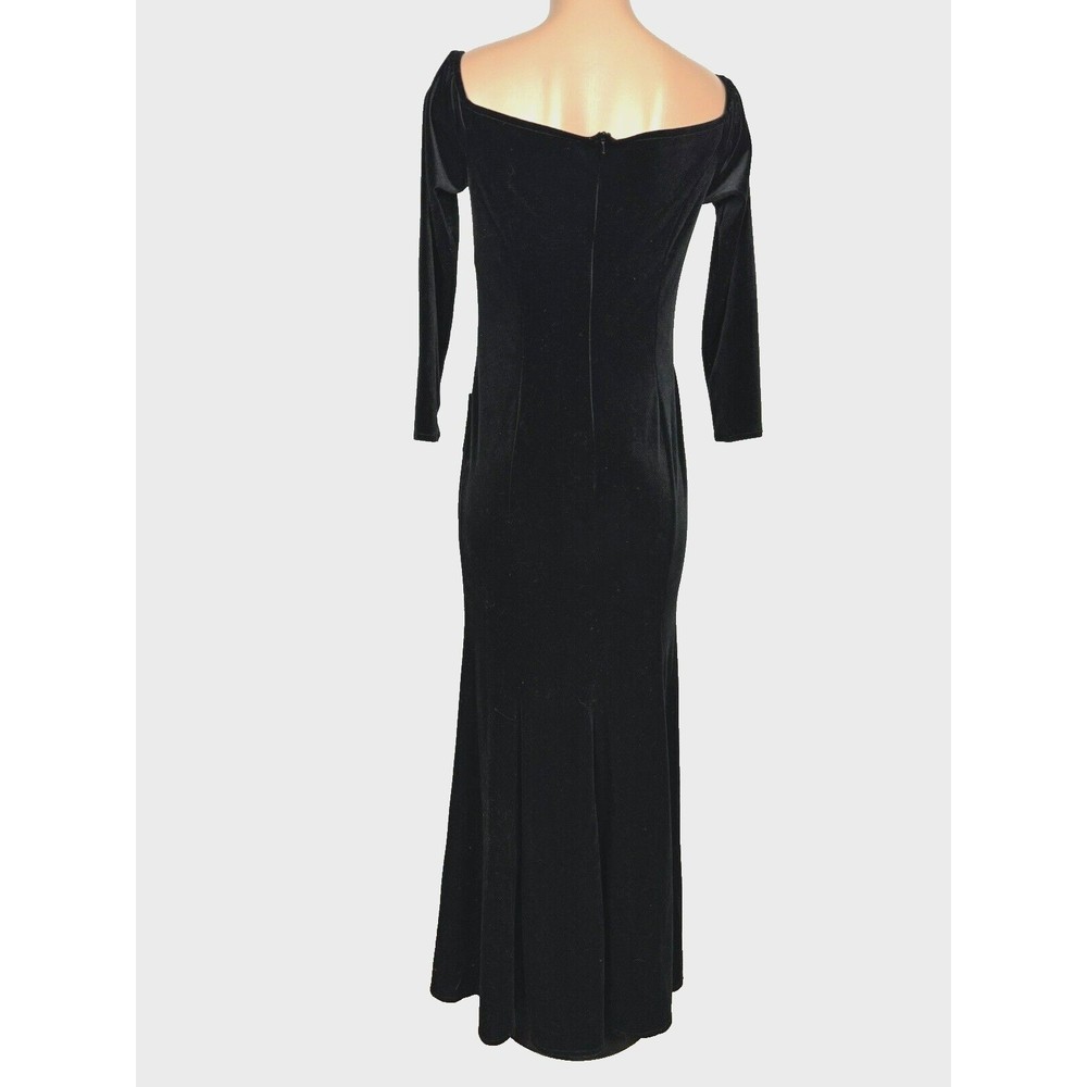 TTY Bridal Women's Size 8 Black Off The Shoulder Velvet Mermaid Evening Gown - Picture 6 of 16
